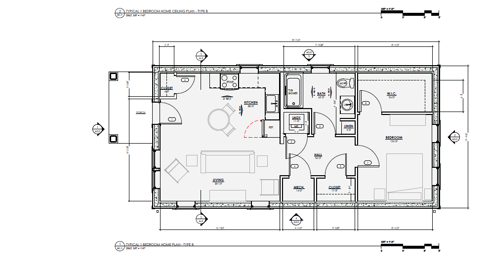 Floor plan for one house at the Veterans Village.